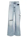 Icon Denim Poppy Light Blue Wide Jeans With Cut-out In Cotton Denim Woman