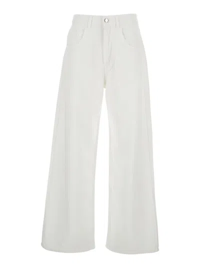 ICON DENIM 'POPPY' WHITE JEANS WITH MEDIUM RISE AND LOGO PATCH ON THE REAR IN DENIM WOMAN