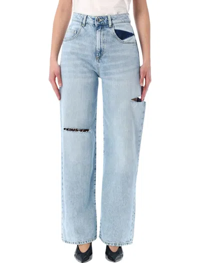 Icon Denim Poppy Wide-leg Cotton Jeans In Blue