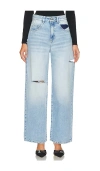 Icon Denim Poppy Light Blue Wide Jeans With Cut-out In Cotton Denim Woman In Denim Light