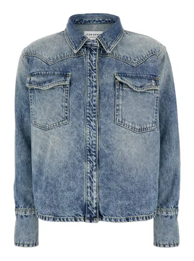 ICON DENIM LIGHT BLUE SHIRT WITH CLASSIC COLLAR IN DENIM WOMAN