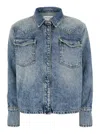 Icon Denim Shirt Jacket With Classic Collar In Light Blue
