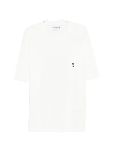Icon Denim Round-neck Star-detail T-shirt In White