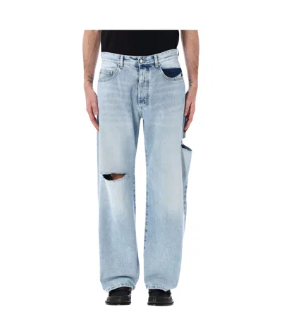Icon Denim Schott Baggy Distressed Jeans In Blue