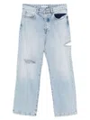 Icon Denim Light Blue Jeans With Cut-out Details On The Front And Wide Leg In Blue