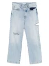 Icon Denim Light Blue Jeans With Cut-out Details On The Front And Wide Leg In Blue