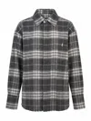 Icon Denim Check-pattern Raw-cut Shirt In Blue