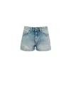 Icon Denim Light Blue Bermuda Pants With Wide Leg And Logo Patch On The Rear In Denim Woman In Blue