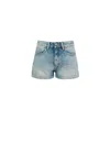 Icon Denim Light Blue Bermuda Pants With Wide Leg And Logo Patch On The Rear In Denim Woman In Blue