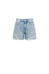 Icon Denim Light Blue Bermuda Pants With Wide Leg And Logo Patch On The Rear In Denim Woman In Blue