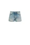 Icon Denim Light Blue Bermuda Pants With Wide Leg And Logo Patch On The Rear In Denim Woman In Blue