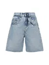 Icon Denim Blue Bermuda Pants With Logo Patch On The Rear In Blue