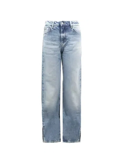 Icon Denim Split-hem Jeans In Blue