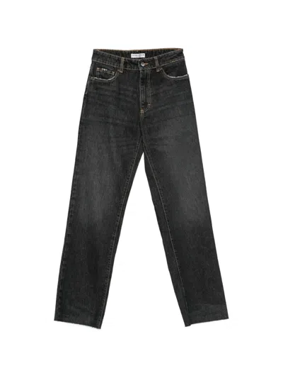 Icon Denim Star-embroidered Distressed-finish Jeans In Black