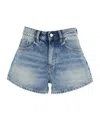 Icon Denim Blue Shorts With Wide Leg And Logo Patch On The Rear In Denim Woman In Blue