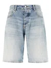 Icon Denim Light Blue Bermuda Pants With Wide Leg And Logo Patch On The Rear In Blue
