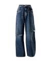 ICON DENIM WIDE LEG BLUE JEANS WITH RIPS