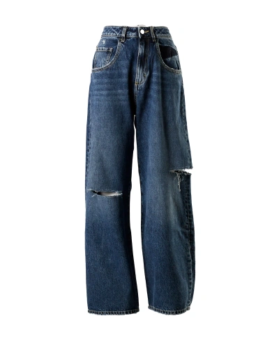 Icon Denim Wide Leg Blue Jeans With Rips