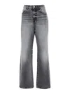 Icon Denim Grey Jeans With Wide Leg And Logo Patch On The Rear In Denim Woamn