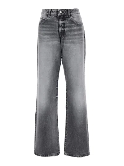 ICON DENIM GREY JEANS WITH WIDE LEG AND LOGO PATCH ON THE REAR IN DENIM WOAMN