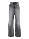 Icon Denim Grey Jeans With Wide Leg And Logo Patch On The Rear In Denim Woamn In Grey