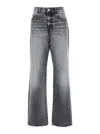 Icon Denim Grey Jeans With Wide Leg And Logo Patch On The Rear In Denim Woamn In Grey