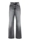 Icon Denim Grey Jeans With Wide Leg And Logo Patch On The Rear In Denim Woamn In Grey