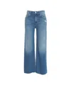 Icon Denim Blue High Waisted Wide Jeans In Cotton Denim Woman In Blue