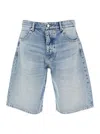 Icon Denim Light Blue Bermuda Pants With Wide Leg And Logo Patch On The Rear In Light Blue