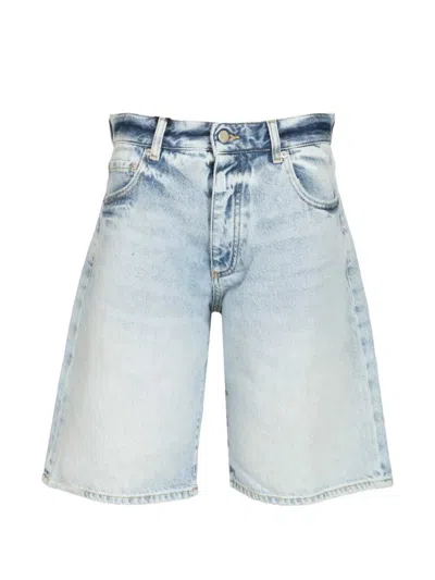 Icon Denim Wide-leg Five-pocket Denim Shorts In Blue