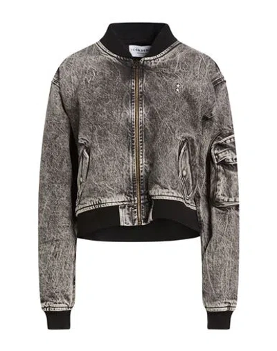 Icon Denim Woman Denim Outerwear Black Size L Cotton In Gray
