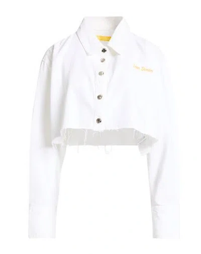 Icon Denim Woman Denim Shirt White Size Xs Lyocell, Cotton