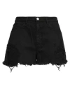 Icon Denim Woman Denim Shorts Black Size 32 Cotton In Black