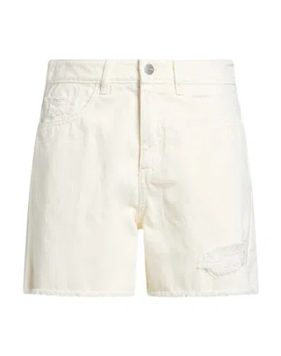 Icon Denim Woman Denim Shorts Ivory Size 26 Cotton In White