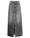 Icon Denim Grey High Waist Long Skirt With Logo Patch On The Rear And Logo Detail On The Rear In Denim Woman In Blue