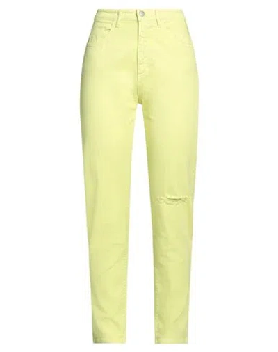 Icon Denim Woman Jeans Acid Green Size 30 Cotton, Elastane