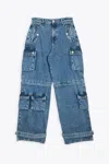 Icon Denim Woman Jeans Light Blue Denim Baggy Cargo Pant - Rosalia