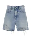 Icon Denim Light Blue Bermuda Pants With Wide Leg And Logo Patch On The Rear In Denim Woman In Blue