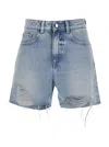 Icon Denim Light Blue Bermuda Pants With Wide Leg And Logo Patch On The Rear In Denim Woman
