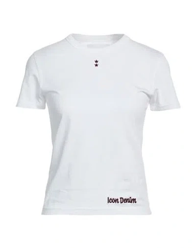 Icon Denim Woman T-shirt White Size M Cotton