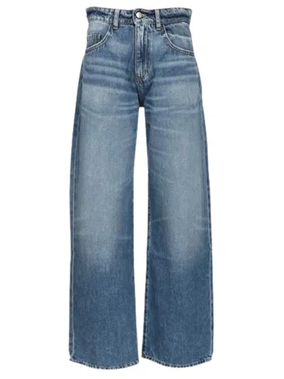 Icon Denim Faded Wide-leg Jeans In Blue