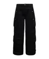 Icon Denim Rosalia Black Low Waisted Cargo Jeans With Patch Pockets In Cotton Denim Woman In Black