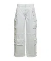 Icon Denim 'rosalia' White Low Waisted Cargo Jeans With Patch Pockets In White