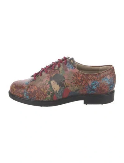 Pre-owned Icon Leather Graphic Print Oxfords In Multicolor