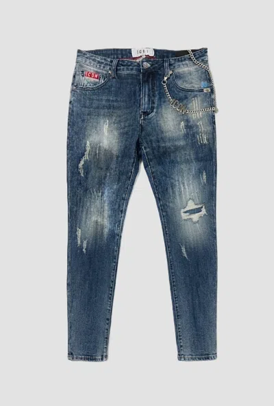 Icon Slim Fit Jeans With Dark Blue Back Logo
