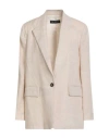 Icona By Kaos Woman Blazer Beige Size 8 Linen In Sand