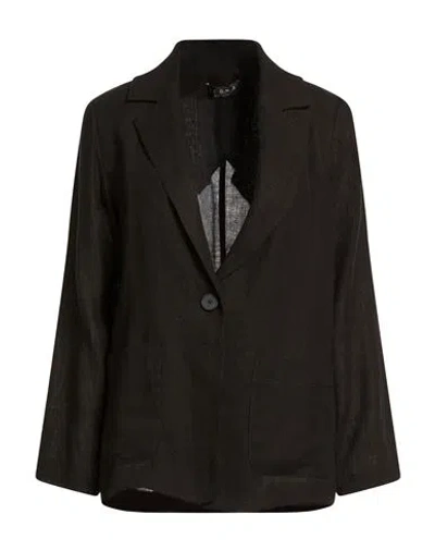 Icona By Kaos Woman Blazer Black Size 10 Linen