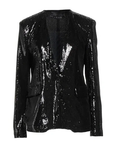 Icona By Kaos Woman Blazer Black Size 6 Polyester, Elastane