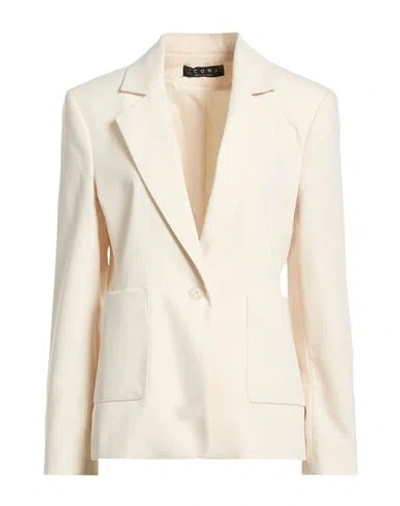 Icona By Kaos Woman Blazer Cream Size 6 Polyester, Tencel, Elastane In Neutral