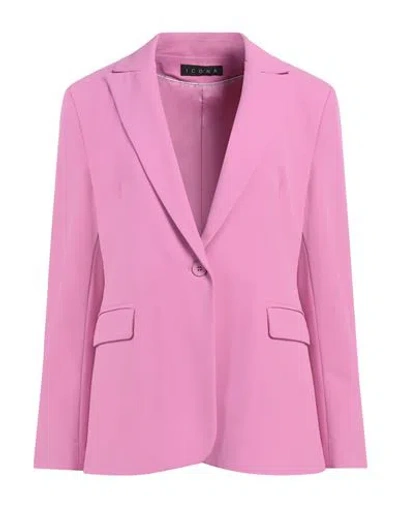 Icona By Kaos Woman Blazer Mauve Size 4 Polyester, Elastane In Purple
